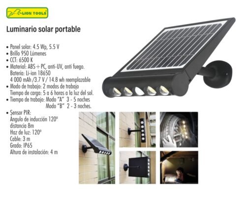 18c5e-2711 Luminario solar portable 8 W Marca Lion Tools (2711)