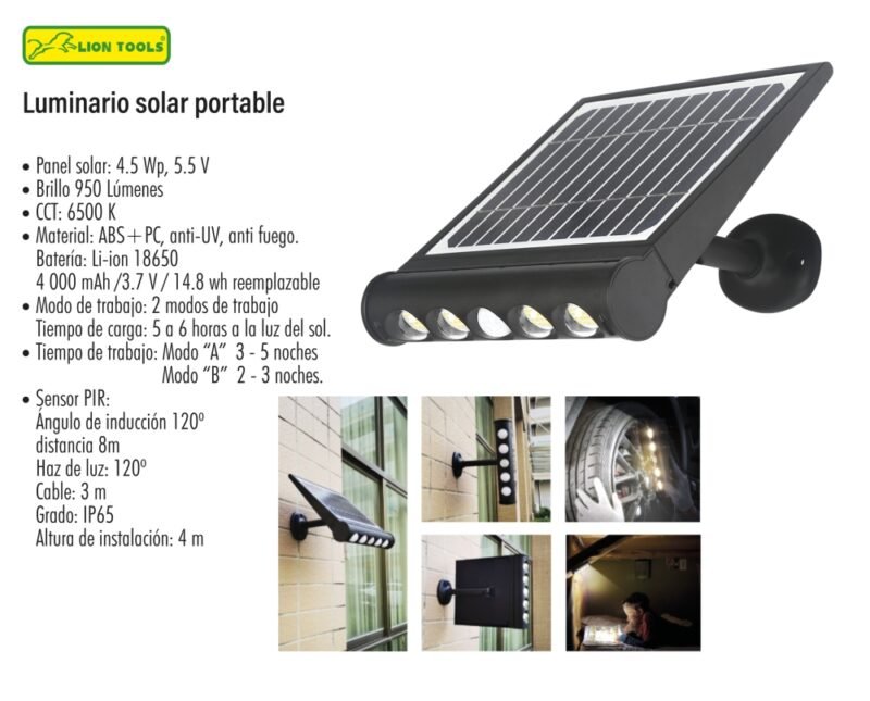 18c5e-2711 Luminario solar portable 8 W Marca Lion Tools (2711)