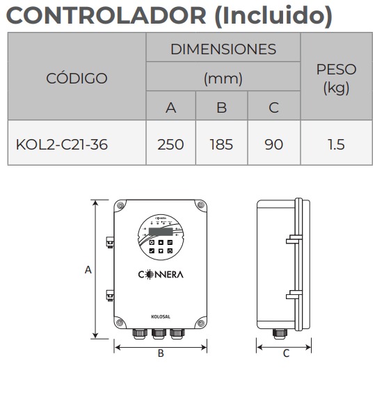 Motobomba solar sumergible Diámetro nominal: 2" Potencia de la motobomba: 210 watts Máximo voltaje de entrada: 60 VCC (KOLOS2-75-21-H)