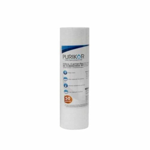 Filtro cartucho de polipropileno termofusionado PURIKOR Diám. 2.5", Altura 10", 50 Micras, Flujo 2 - 8 gpm (PKCPP2.5X10X50)