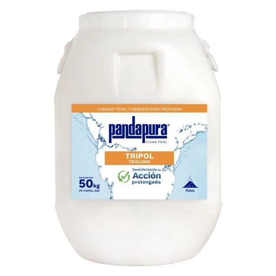 Químico desinfectante para piscinas En polvo PANDAPURA Clean Pool, Bolsa de 5 kg, Rango PH 7.2 a 7.6, Rango CL 1.0 a 2.0, 50 kg (PP-TRIPOL-50K)