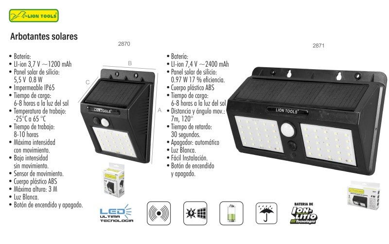 Arbotantes solares LION TOOLS (2871)