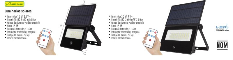 Luminarios solares con control LION TOOLS(3424)