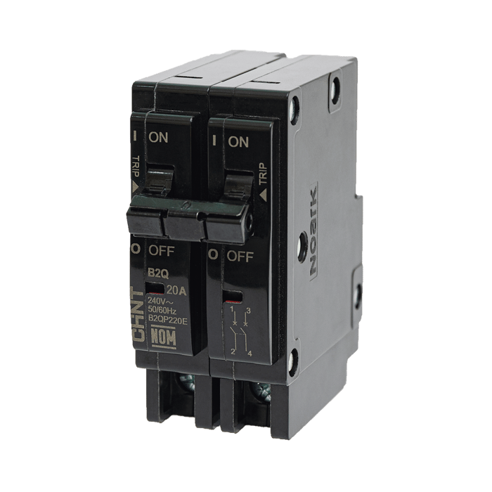 Interruptor Termomagnético Enchufable, Serie: B2Q, 2P, 15A, 240V (SKU:1002278) CHINT(B2QP215E)