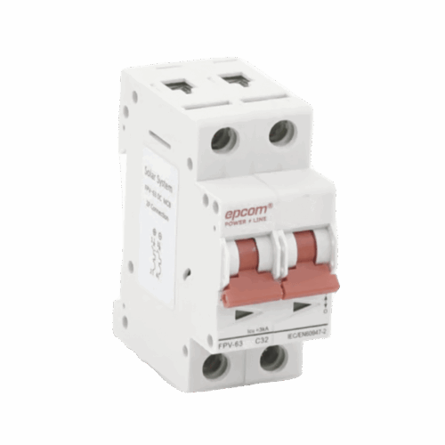 Protección Térmica/ Interruptor 2P, 32A, Corriente Directa 800 Vcc para Aplicación Fotovoltaica Montaje Riel DIN EPCOM(FPV632PC32)