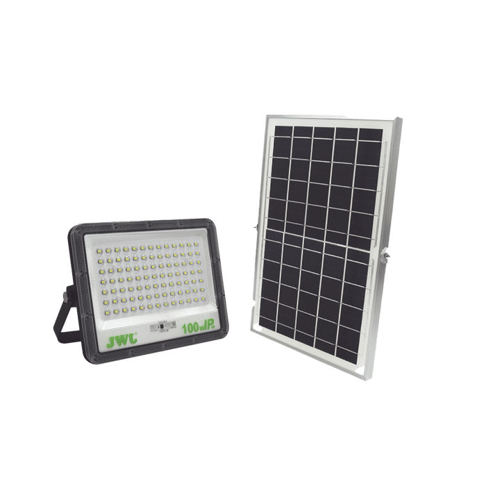 Reflector con Panel Solar 100 W / Batería 3.2 V CD / T.C.C. 6 500 K / IP66.  JWJ (JLRE-SOL-01-100N)