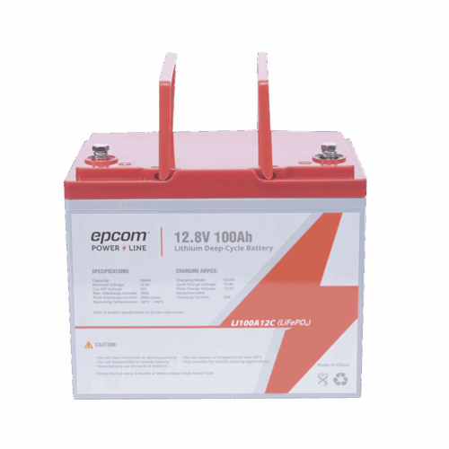 Batería de Litio Ciclo Profundo, 12.8 Vcc 100Ah (LiFePO4 de Celdas Cilíndricas Máximo 100 A de Descarga (LI100A12CV) EPCOM POWERLINE