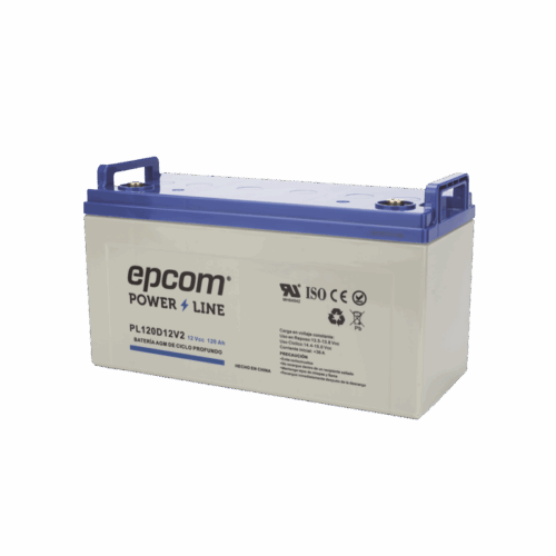 Batería 12 Vcc / 120 Ah / UL / Tecnología AGM-VRLA / CICLO PROFUNDO/ Terminales T4 (PL120D12V2)EPCOM POWERLINE